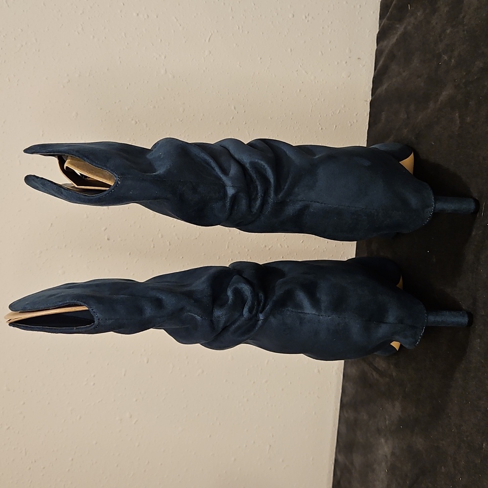 NWOT Nine West Faux Suede Womens Glitch Pointy Toe Slouchy Dress Boots Sz. 11 - Picture 3 of 9